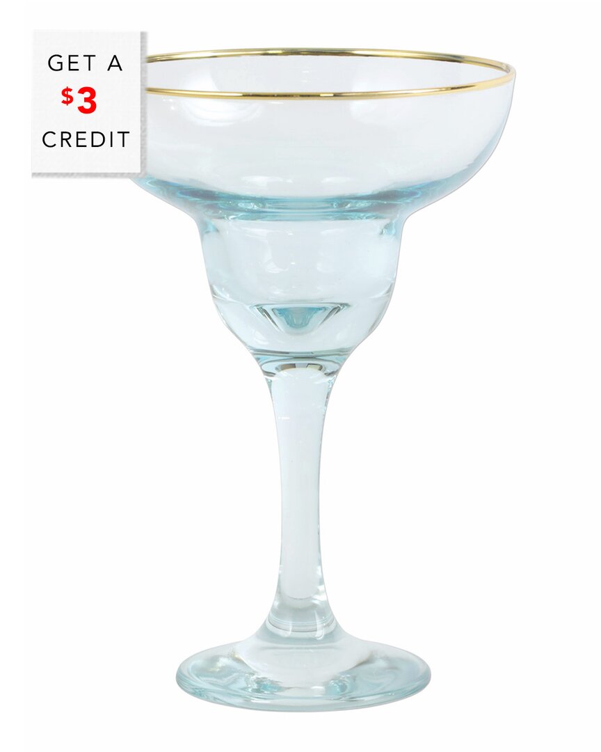 Vietri Viva By  Rainbow Turquoise Margarita Glass With $3 Credit