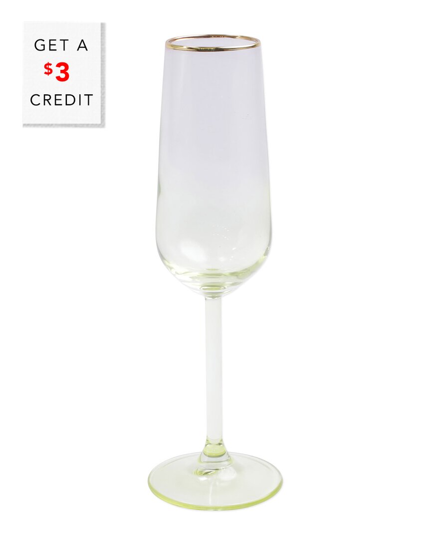 Vietri Viva By  Rainbow Yellow Champagne Flute With $3 Credit