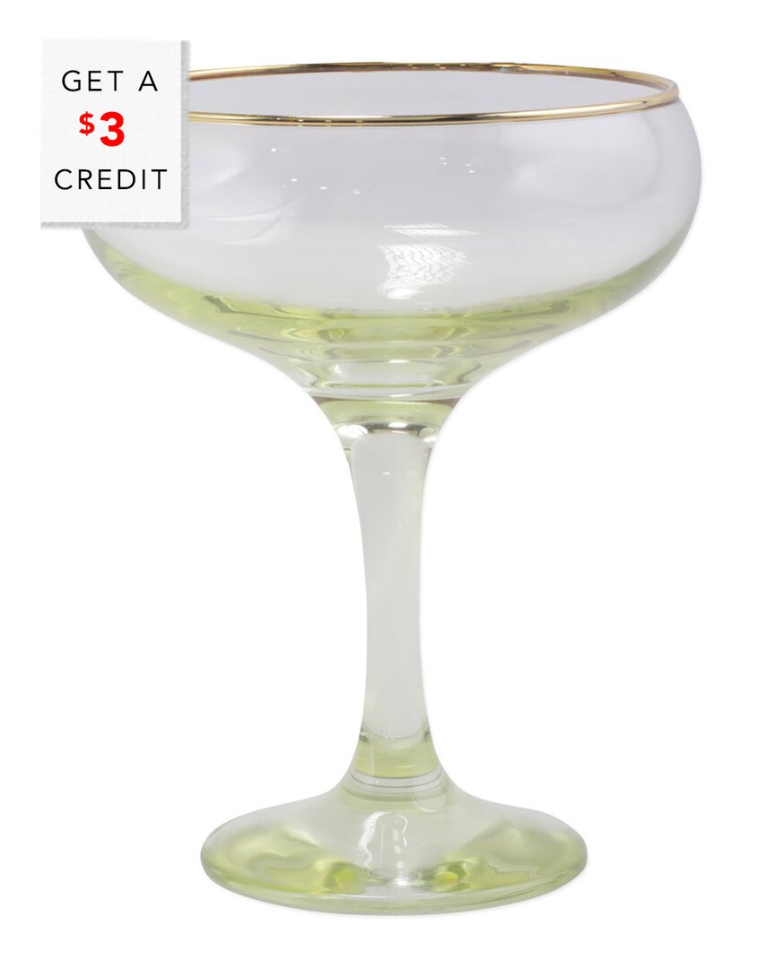 Vietri Viva By  Rainbow Yellow Coupe Champagne Glas With $3 Credit