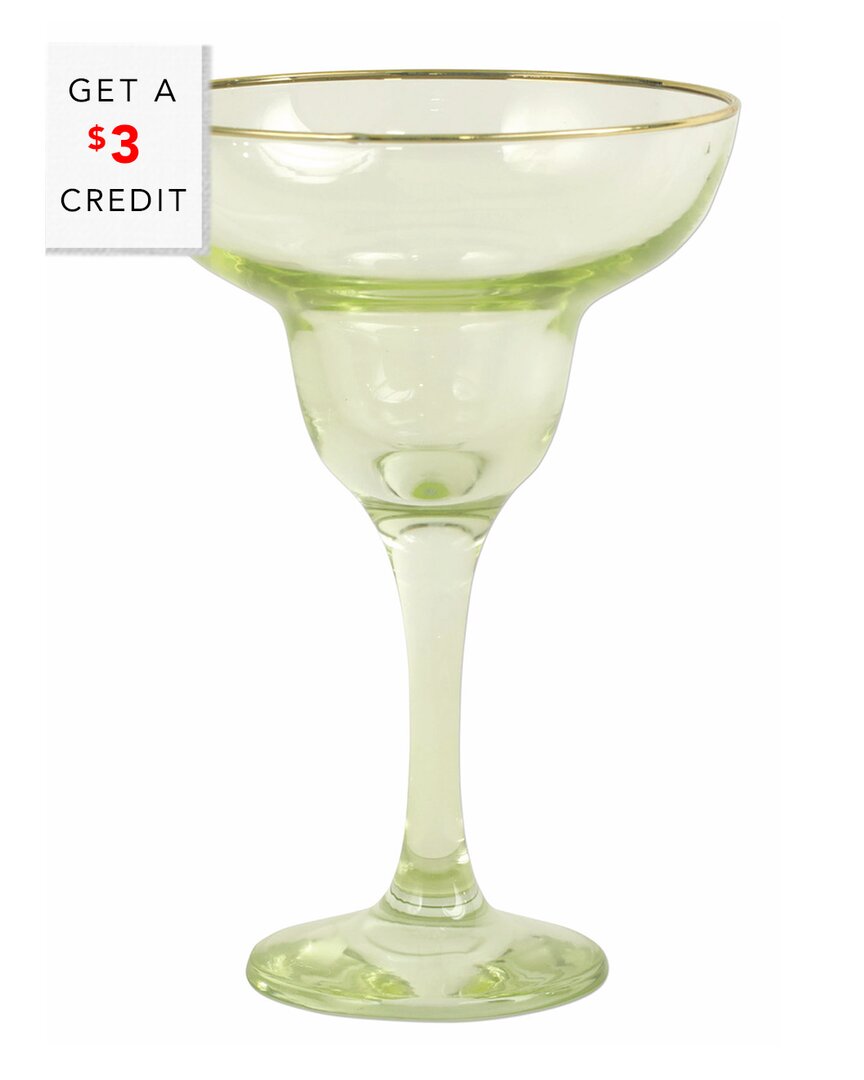 Vietri Viva By  Rainbow Yellow Margarita Glass With $3 Credit