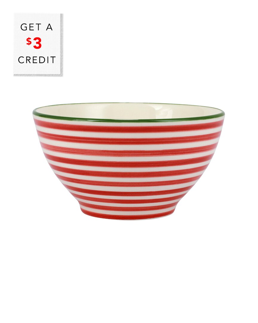 VIETRI DNU UNPROFITABLE VIVA BY VIETRI MISTLETOE STRIPE CEREAL BOWL WITH $3 CREDIT