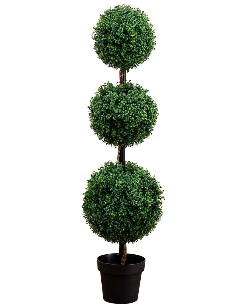 NEARLY NATURAL NEARLY NATURAL 4FT ARTIFICIAL TRIPLE BALL BOXWOOD TOPIARY TREE (INDOOR/OUTDOOR)