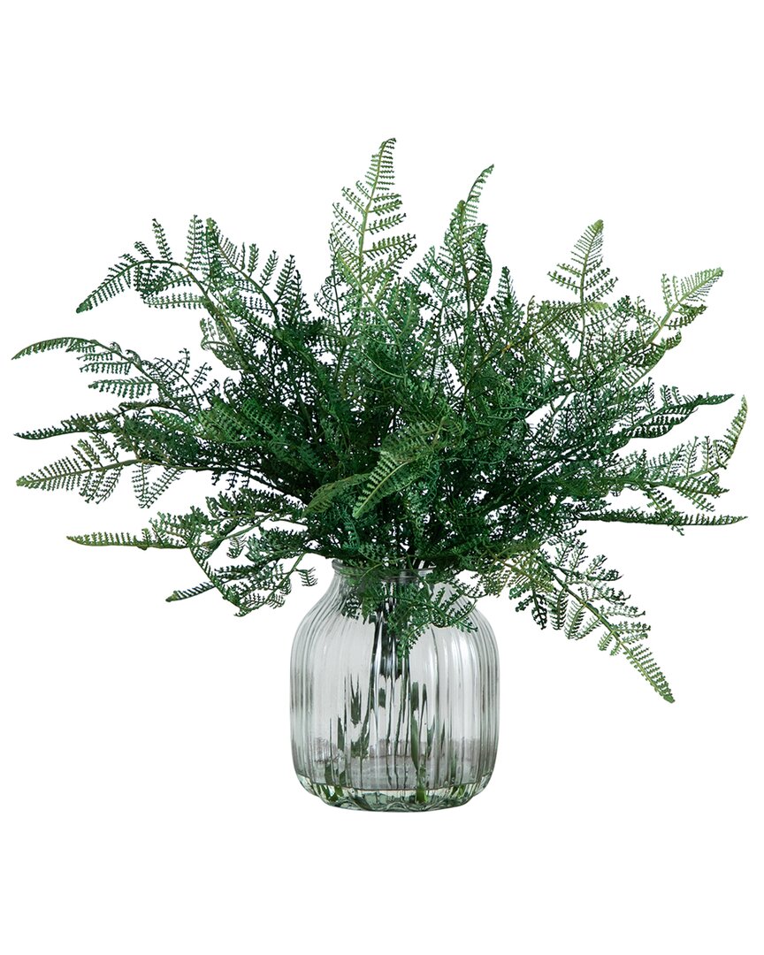 Nearly Natural 17in. Artificial Forest Fern Arrangement In Glass