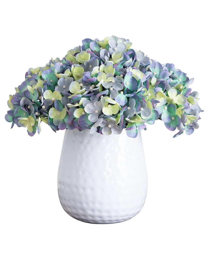 Nearly Natural 11in. Artificial Hydrangea Arrangement In Gold Met