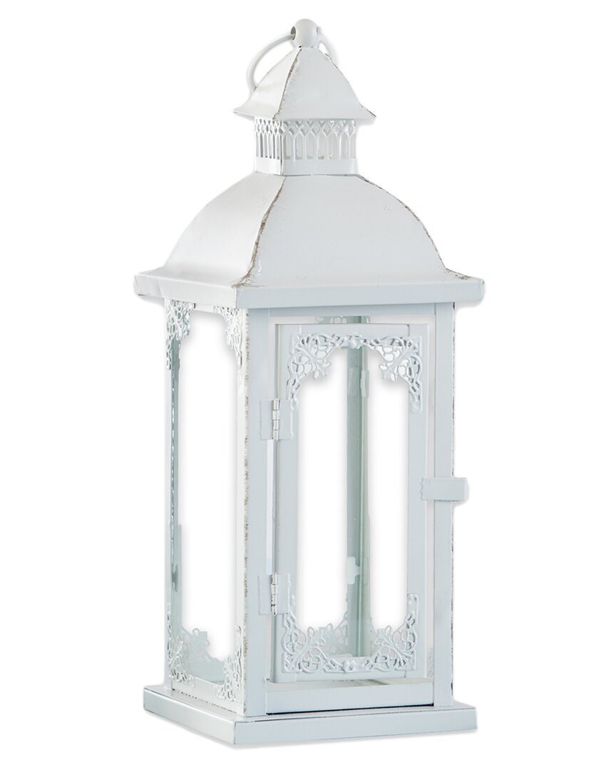Kate Aspen Antique Medium Ornate Lantern In White