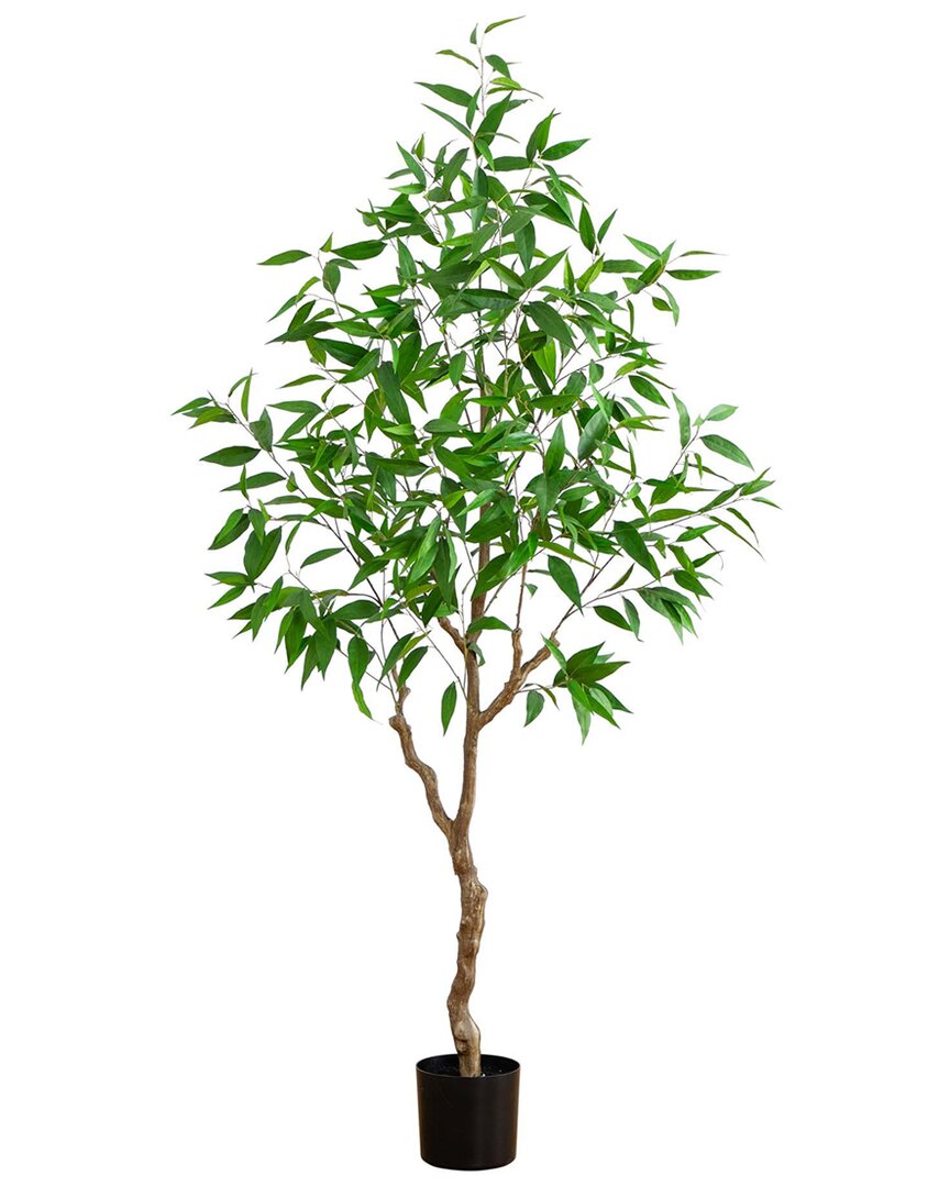 Nearly Natural 7ft. Artificial Long Leaf Greco Eucalyptus Tree Wi