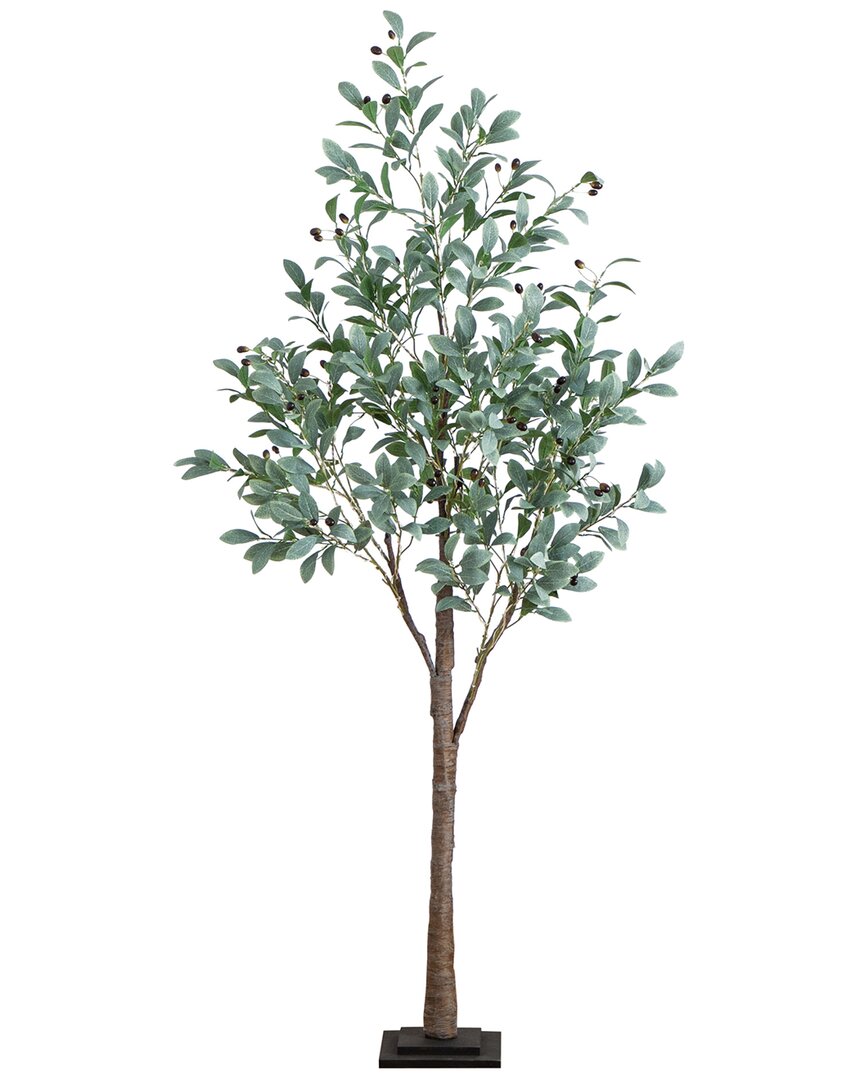 Shop Nearly Natural 6ft Lighted Artificial Fruiting Olive Tree With 280 Warm White  Led Lights In Green