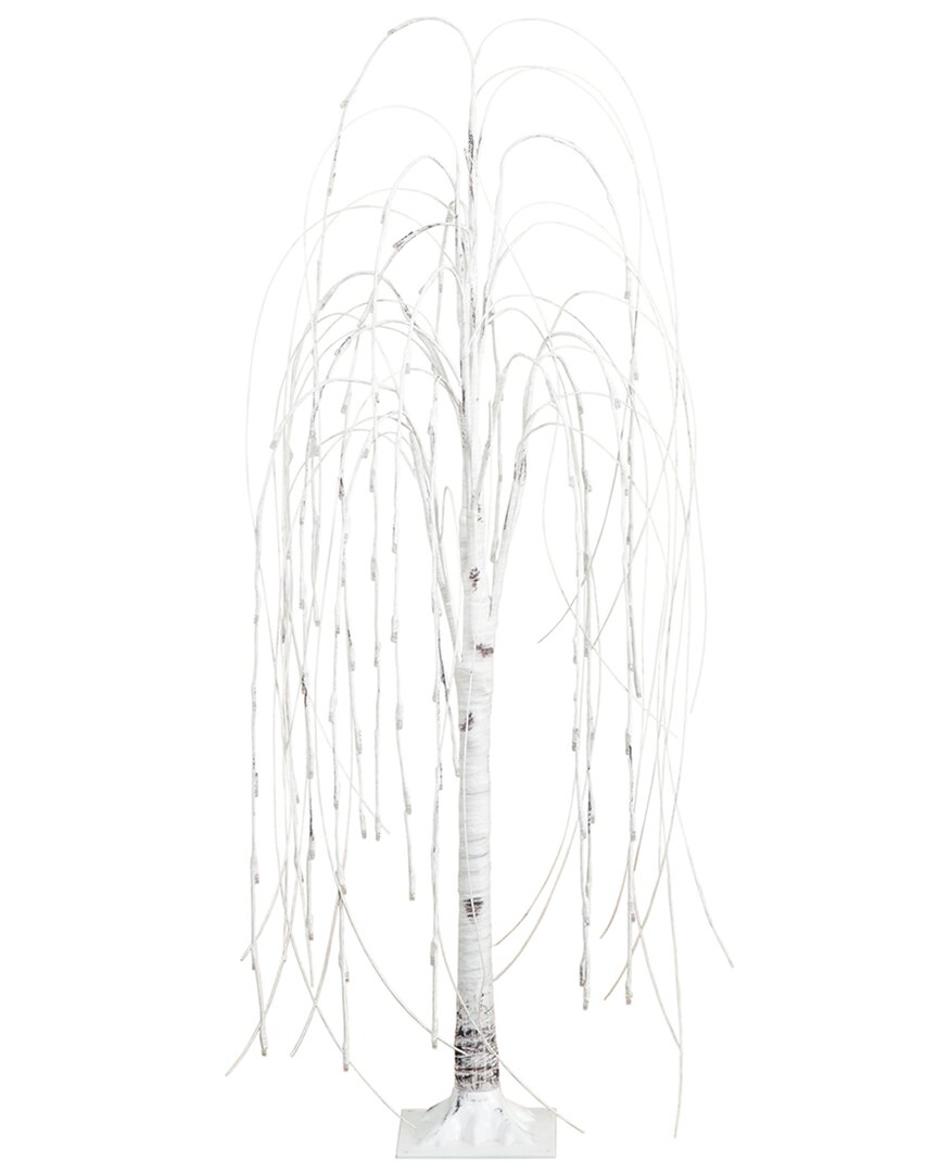 Shop Nearly Natural 4ft Pre-lit Artificial White Weeping Willow Tree With 120 Warm  White Led Lights