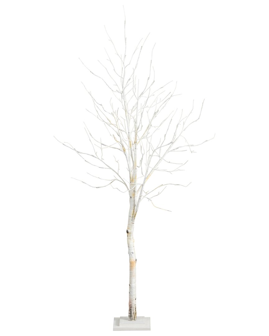 Shop Nearly Natural 6ft Pre-lit Artificial White Birch Tree With 90 White Led  Lights