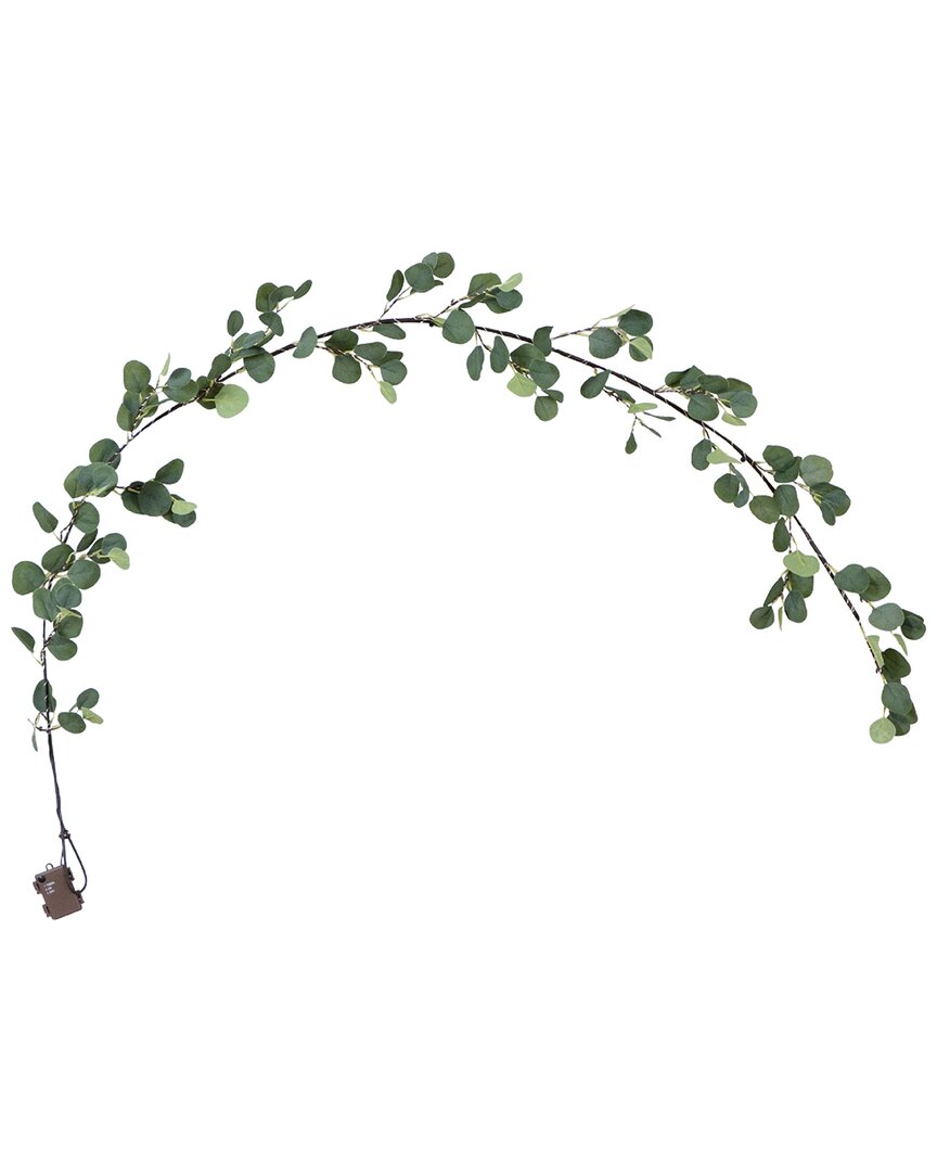 Nearly Natural 6.5ft Lighted Artificial Eucalyptus Garland With 100 Warm White  Led Lights In Green