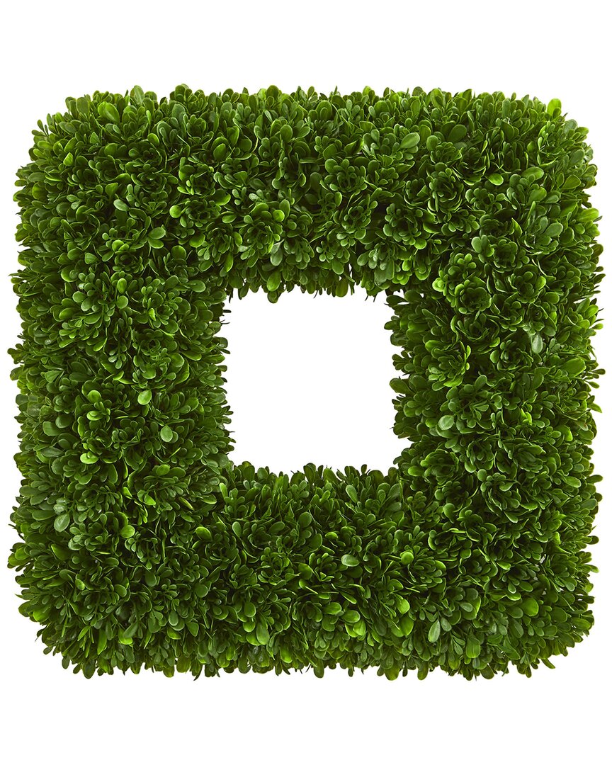 NEARLY NATURAL NEARLY NATURAL 17IN TEA LEAF SQUARE WREATH UV RESISTANT (INDOOR/OUTDOOR)