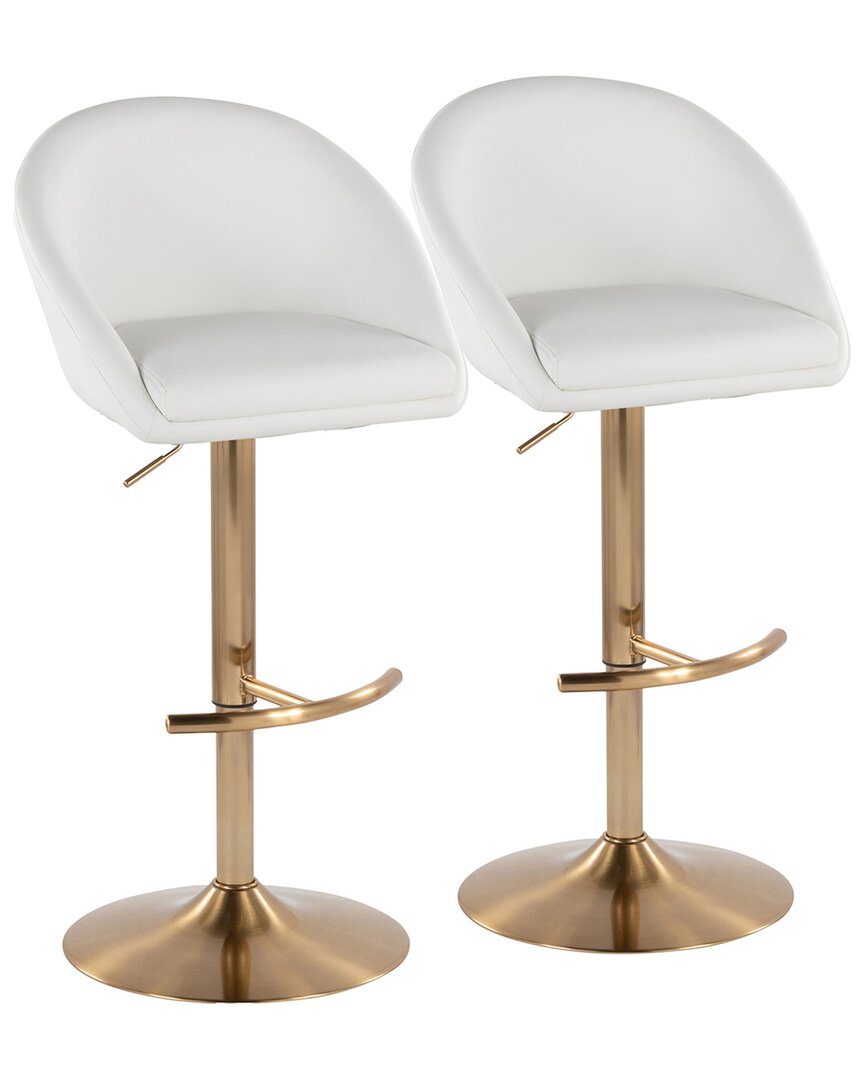 LUMISOURCE LUMISOURCE SET OF 2 MATISSE HIGHBACK CONTEMPORARY/GLAM ADJUSTABLE BAR STOOLS WITH FOOTREST