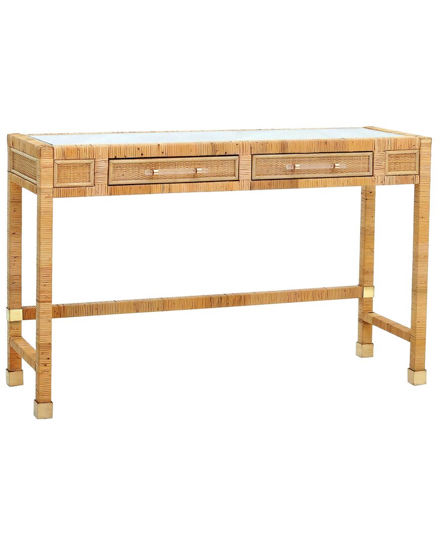 Tov Furniture Amara Rattan Desk In Beige