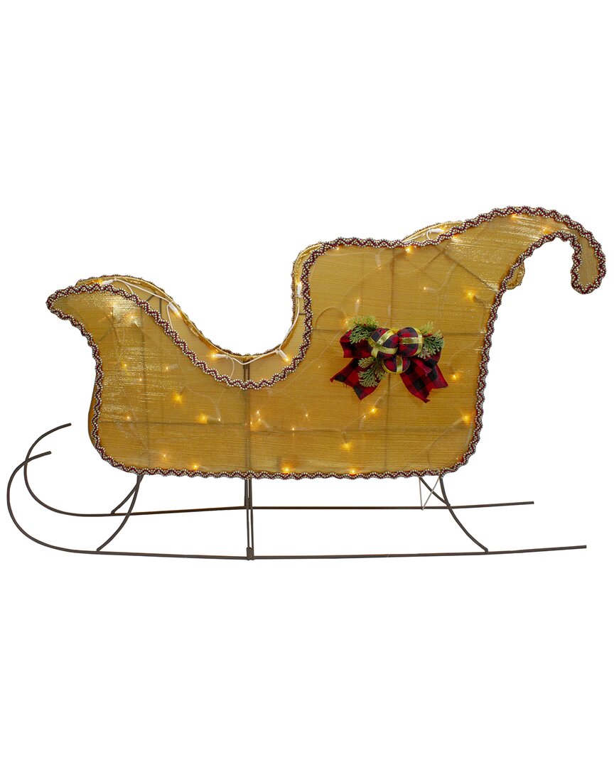 Northlight Lighted Shiny Christmas Sleigh Outdoor Yard Decoration, 36" In Gold