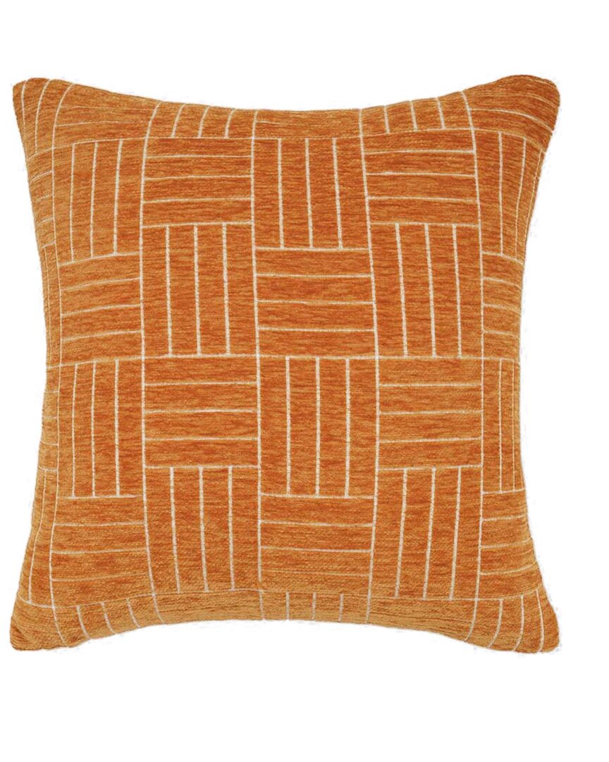 Freshmint Obreon Staggered Stripe Chenille Pillow In Orange