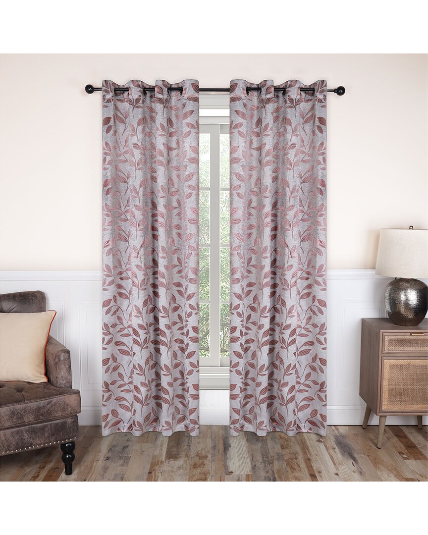 Superior 52x96 Leaves Modern Bohemian Blackout 2pc Curtain Panel Set In Beige