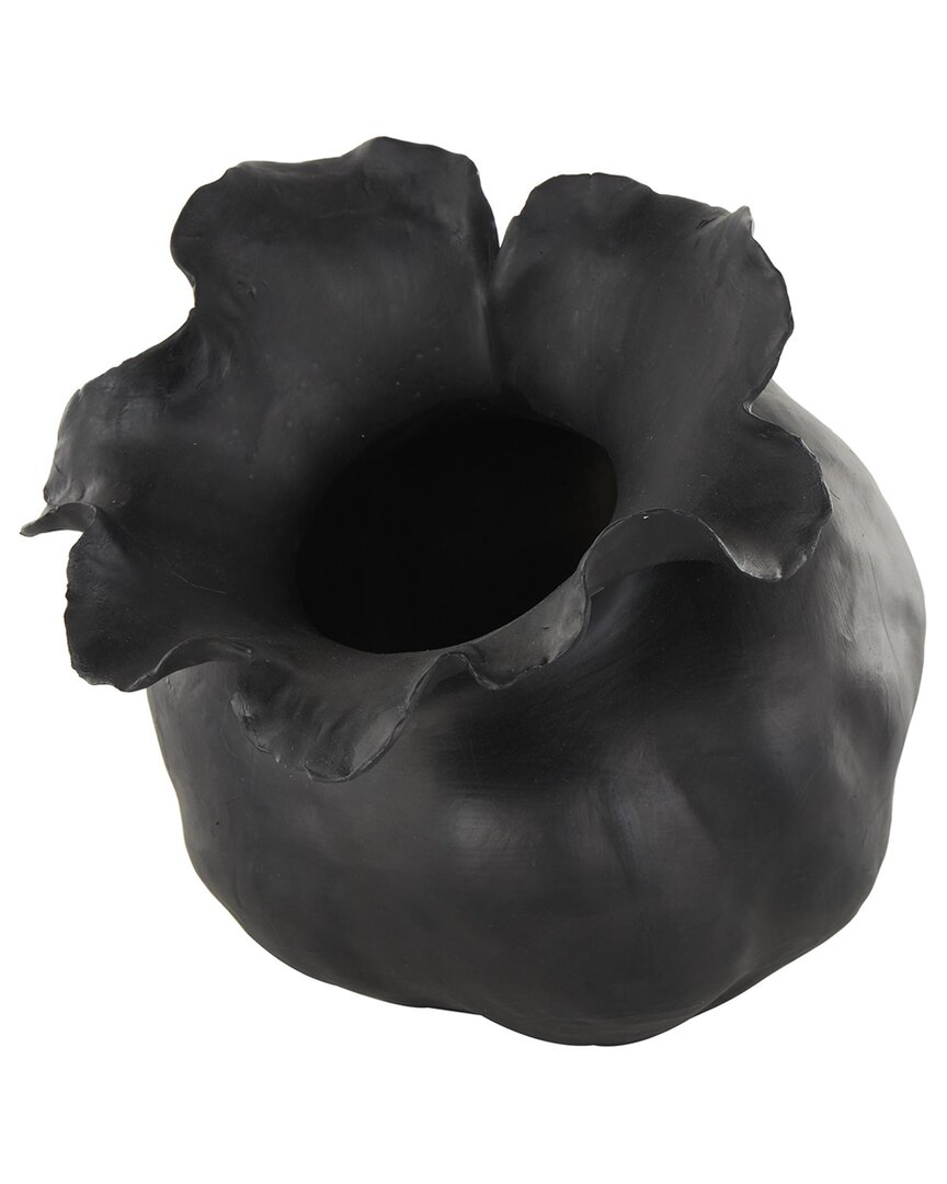 Peyton Lane Floral Ceramic Abstract Floral Inspired Decorative Vase In Black