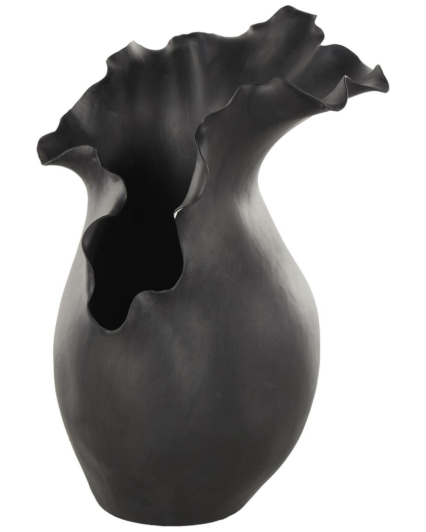 Peyton Lane Abstract Ceramic Floral Inspired Decorative Vase In Black