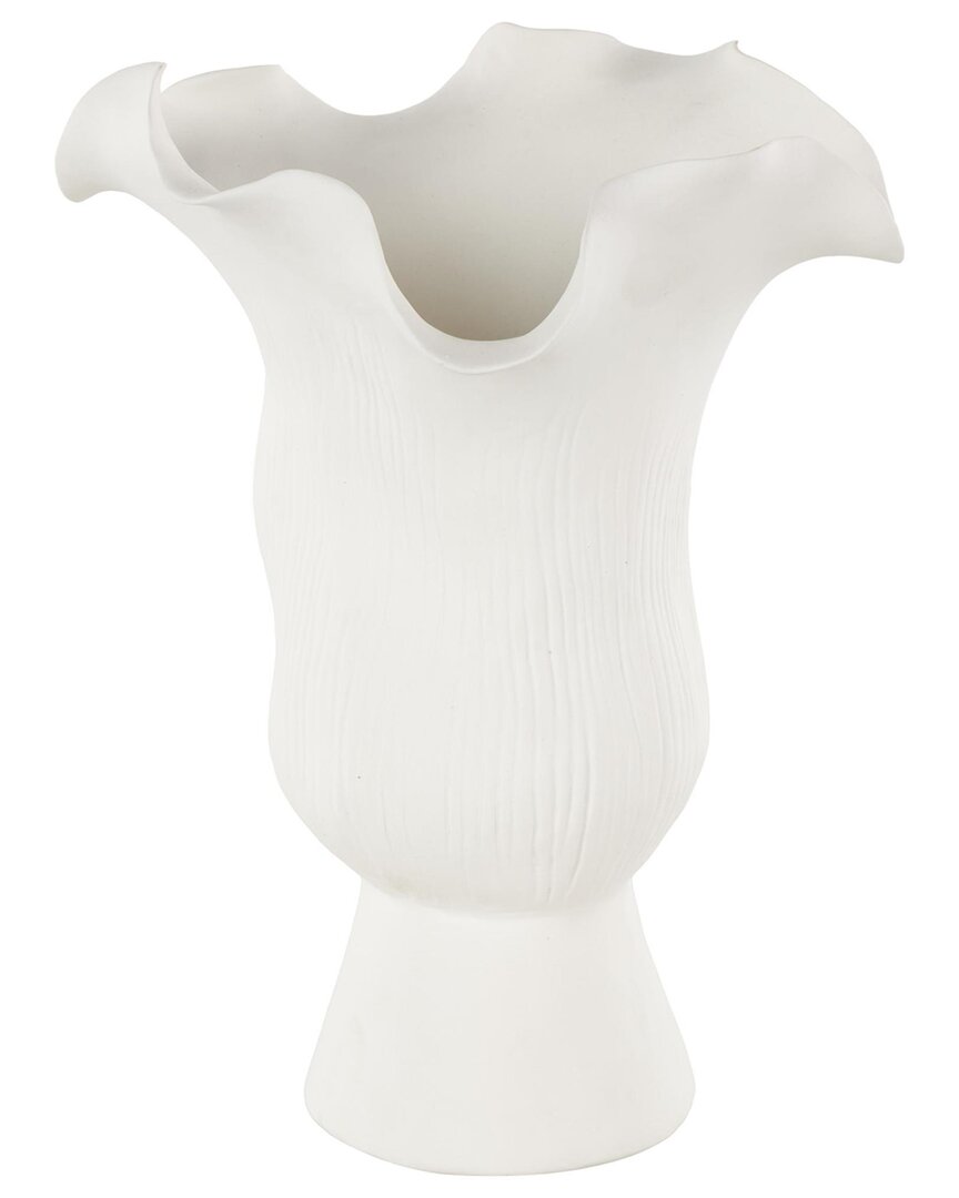Peyton Lane Abstract Ceramic Floral Inspired Decorative Vase In White