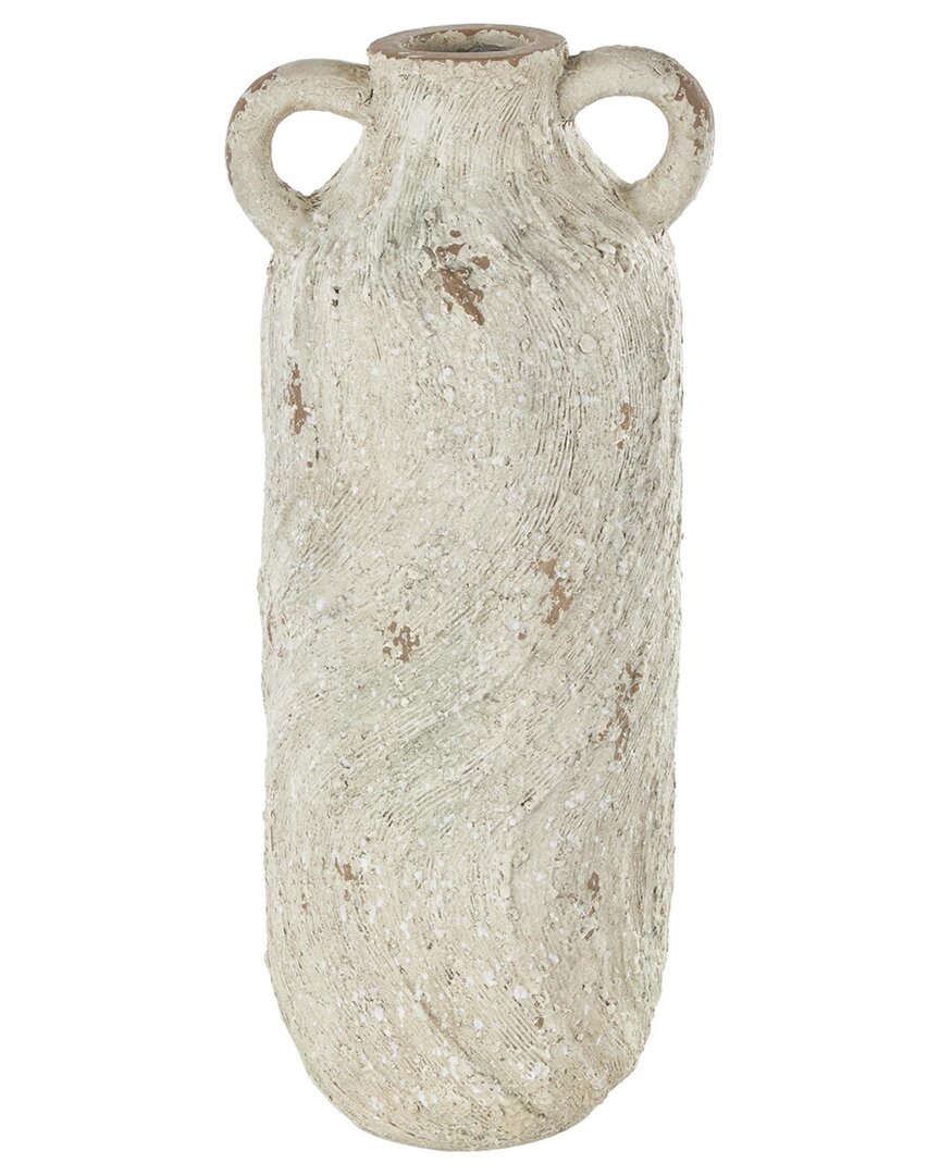 Peyton Lane Magnesium Oxide Distressed Decorative Vase In White