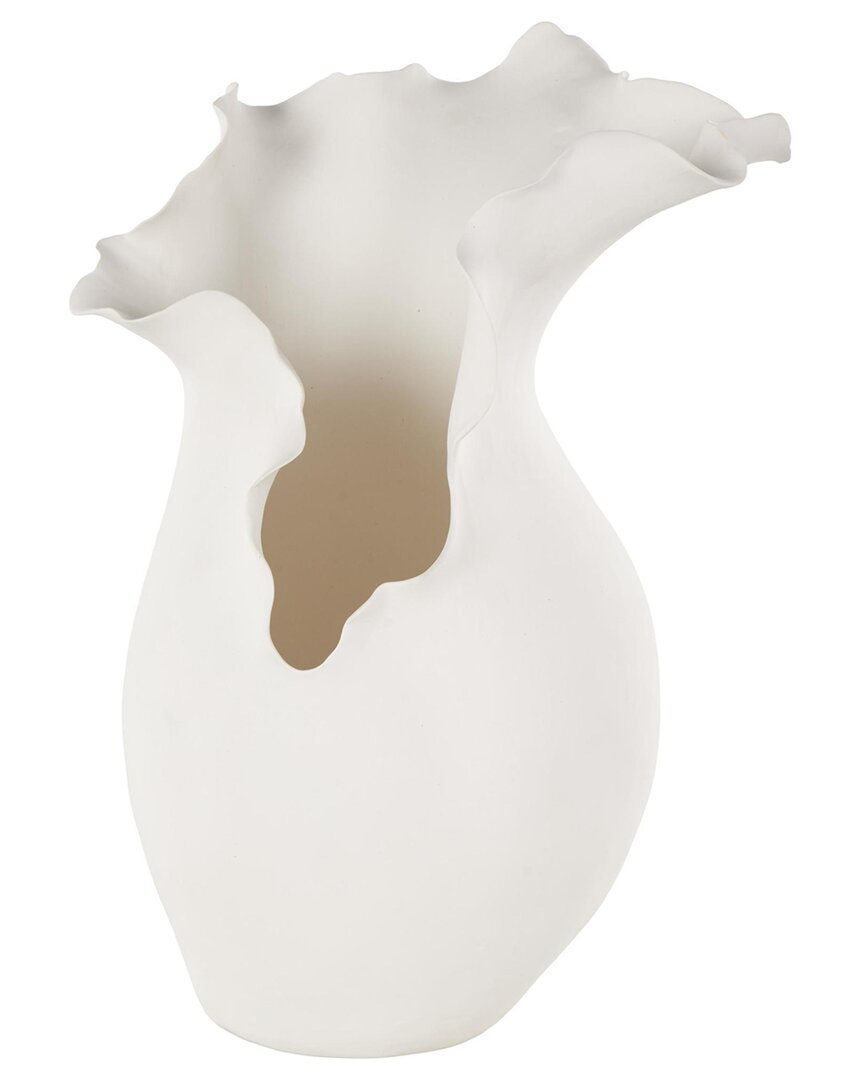 Peyton Lane Abstract Ceramic Floral Inspired Decorative Vase In White