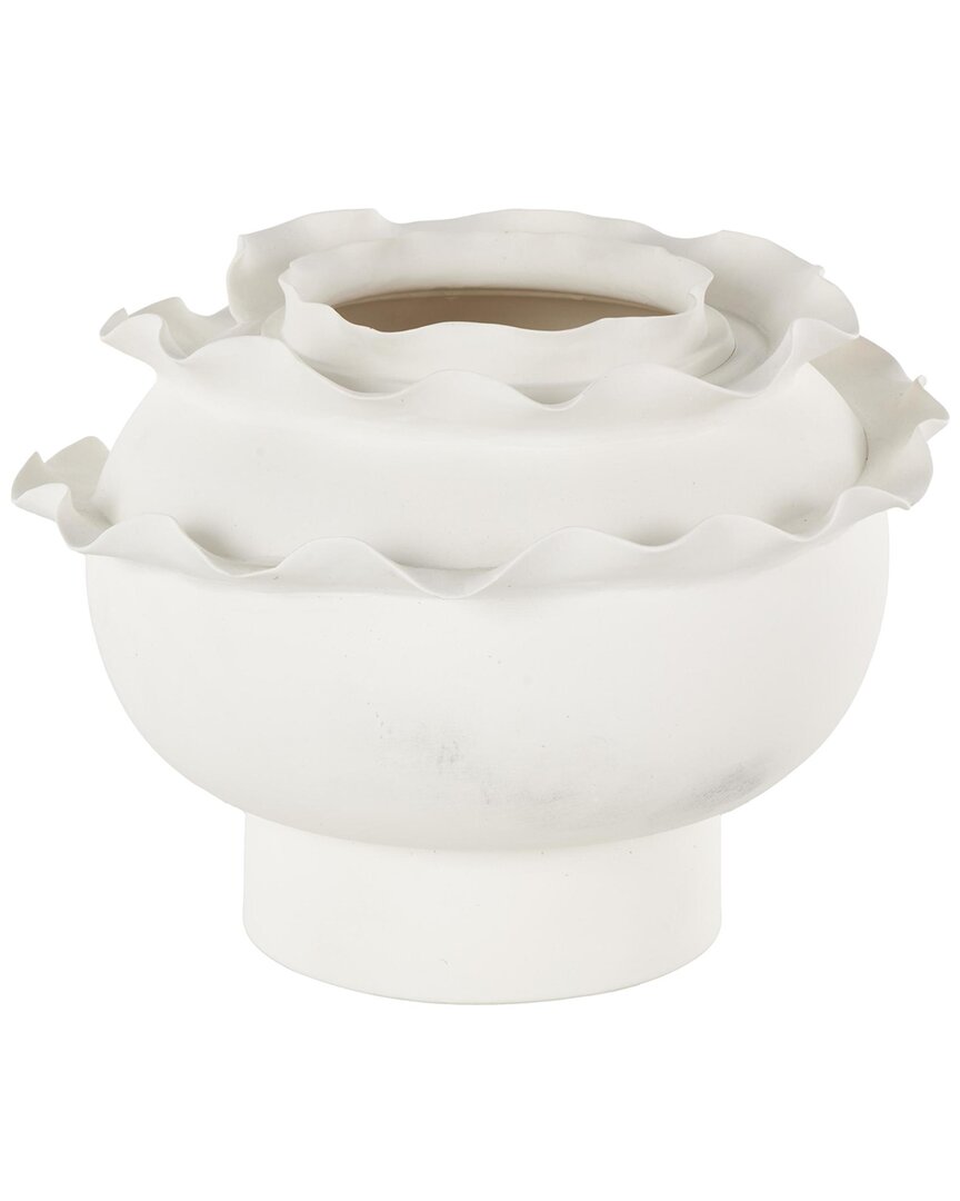Peyton Lane Abstract Ceramic Floral Inspired Decorative Vase In White