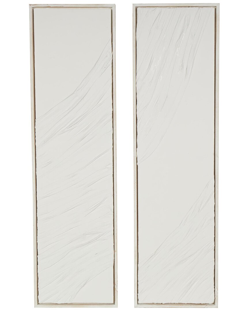 Peyton Lane Set Of 2 Abstract Wood Dimensional Wavy Textured Panel Home Wall Decor In White