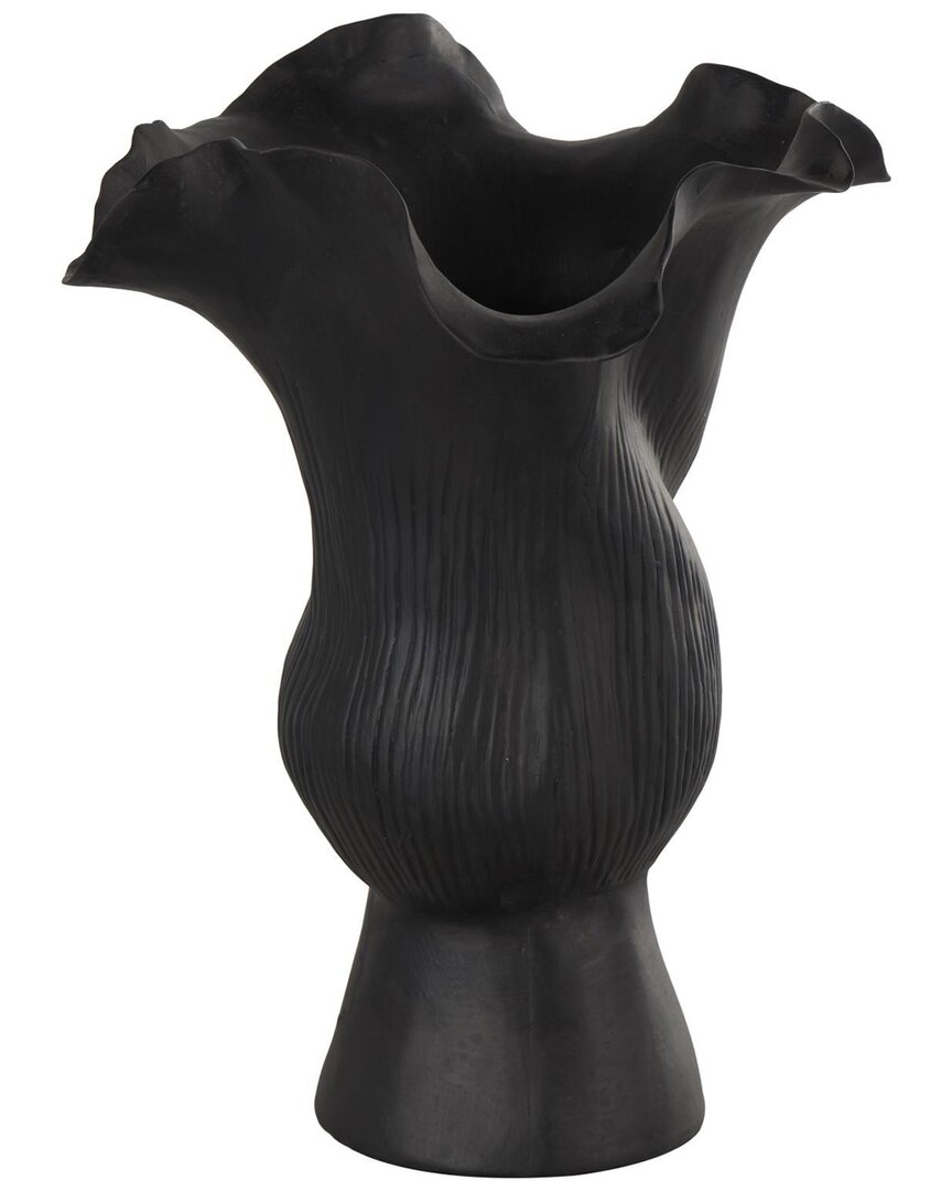 Peyton Lane Abstract Ceramic Floral Inspired Decorative Vase In Black