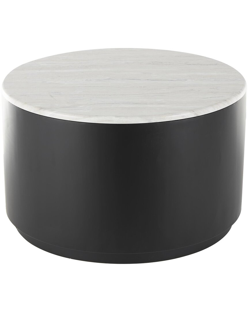 Peyton Lane Metal Living Room Coffee Table With Faux Marble Top In Black