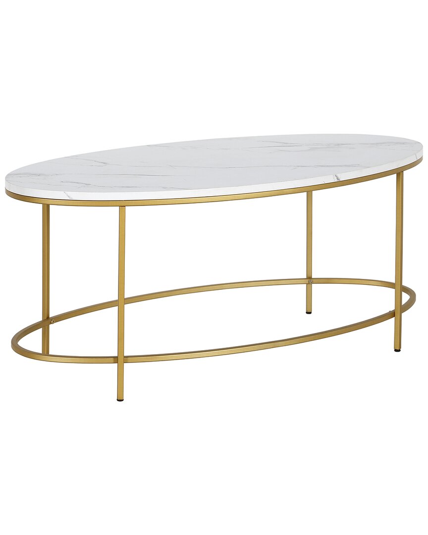 Abraham + Ivy Francesca Brass And Faux Marble Coffee Table In Gold