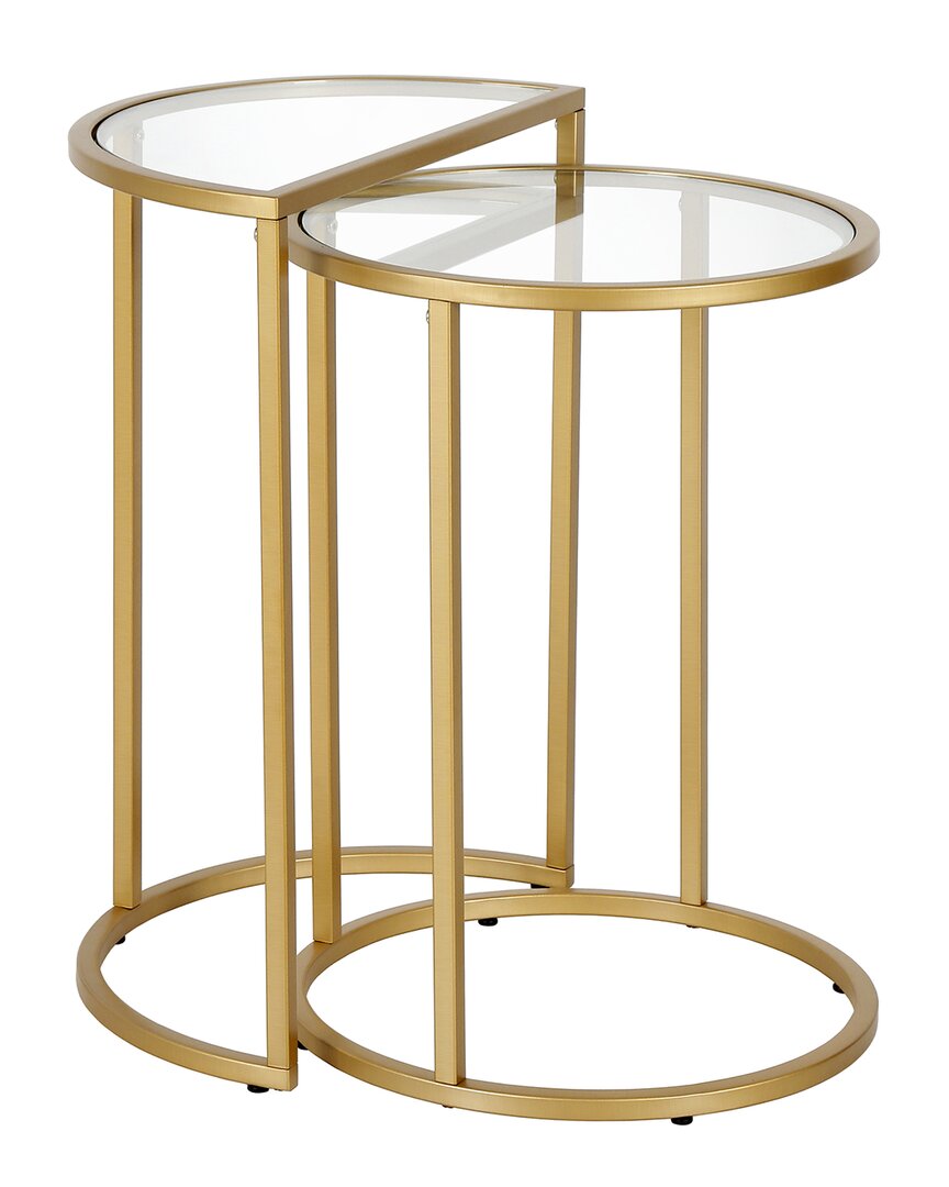 Abraham + Ivy Luna Brass Nested Side Table Set In Gold