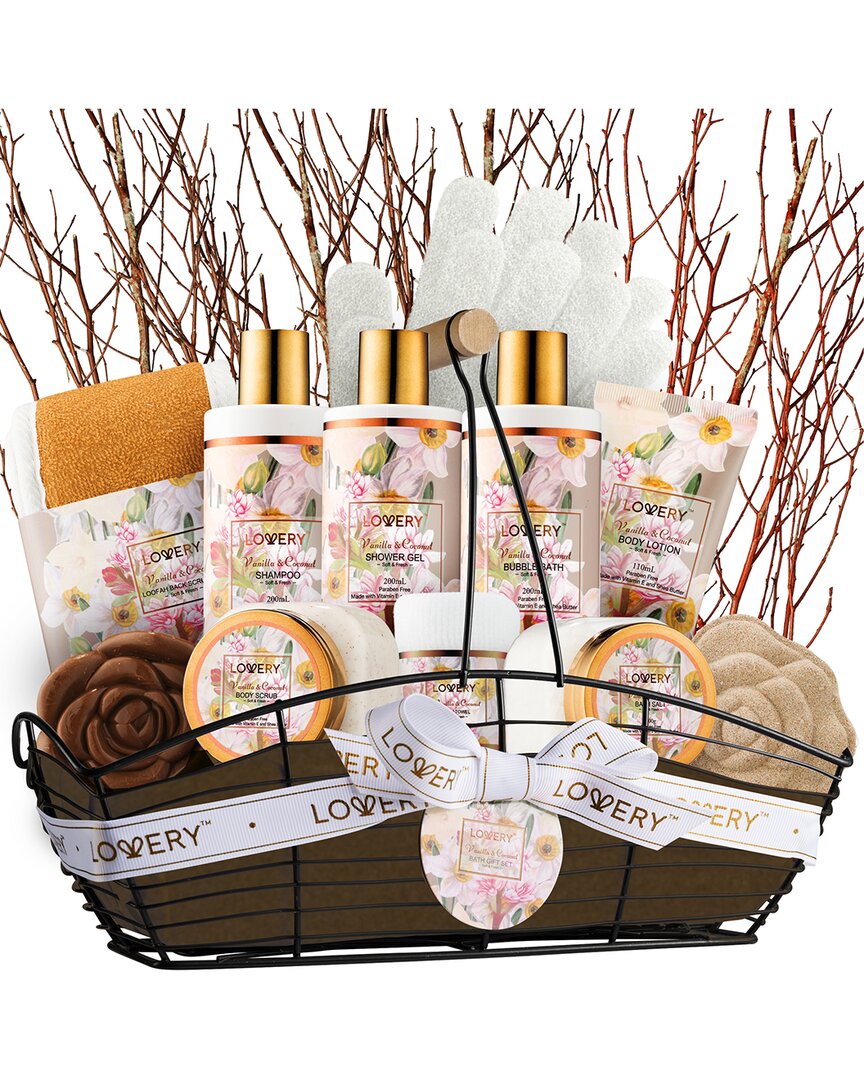 Lovery Vanilla Coconut Home Spa Gift Basket In Floral