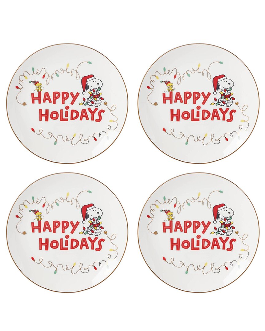 Lenox Set Of 4 Snoopy Christmas Accent Plates