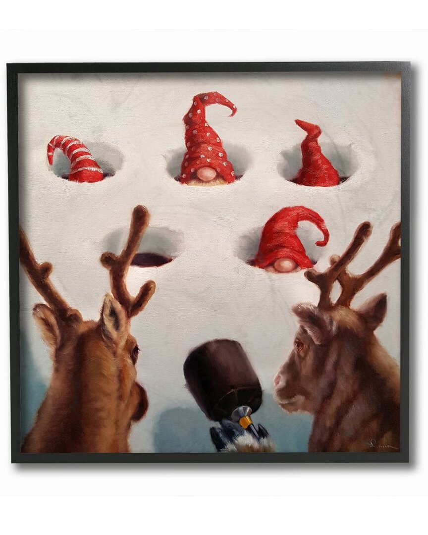 Stupell Holiday Whack An Elf Christmas Reindeer Humor Wall Art