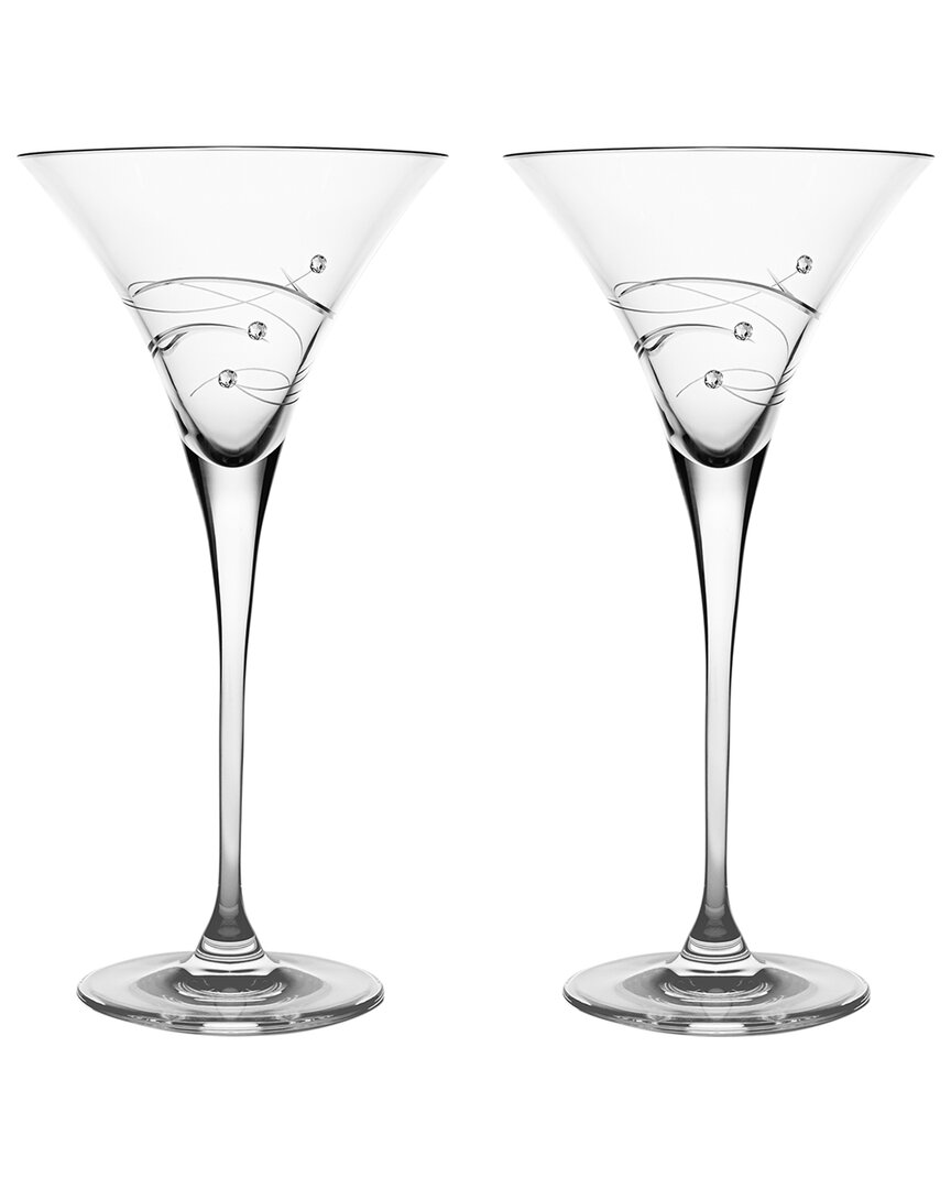 Barski European Handmade Crystalline Swarovski Martini Glasses Set Of 2 In Clear