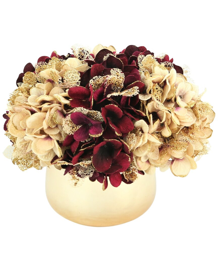 Creative Displays Cream Hydrangea And Gold Vase Holiday Arrangement