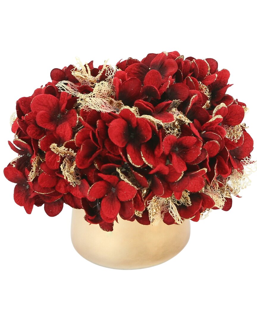 Creative Displays Red Hydrangea & Gold Vase Holiday Arrangement