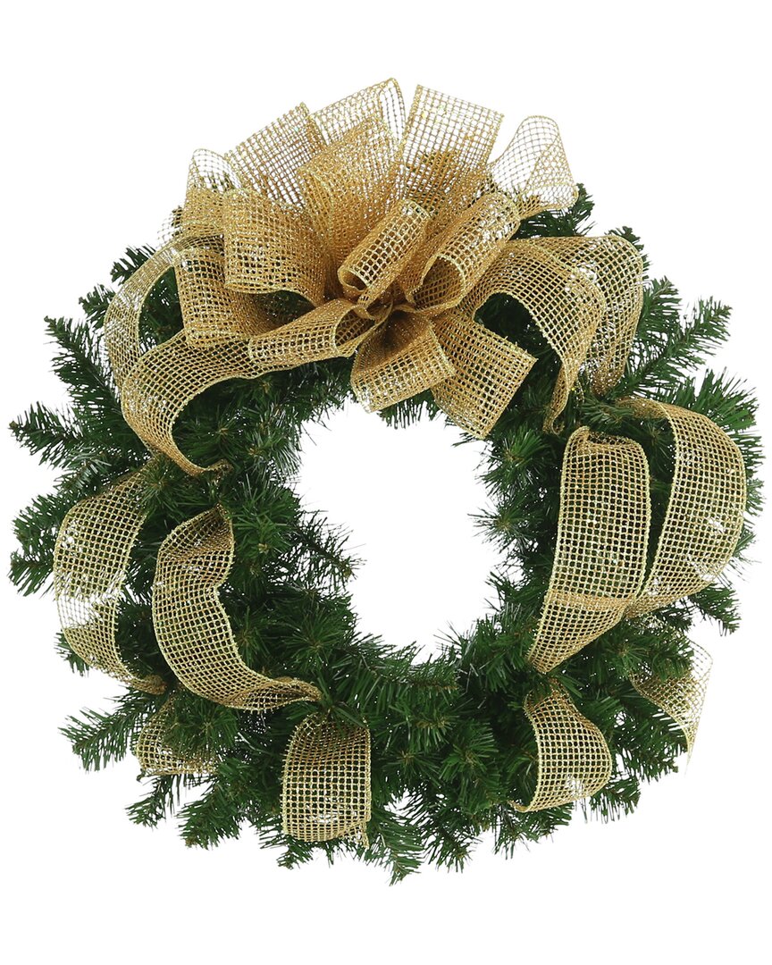 Creative Displays 26in Holiday Wreath With Gold Glitter Bow