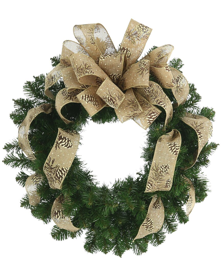 Creative Displays 26in Holiday Wreath With Beige Pinecone Bow In Beige