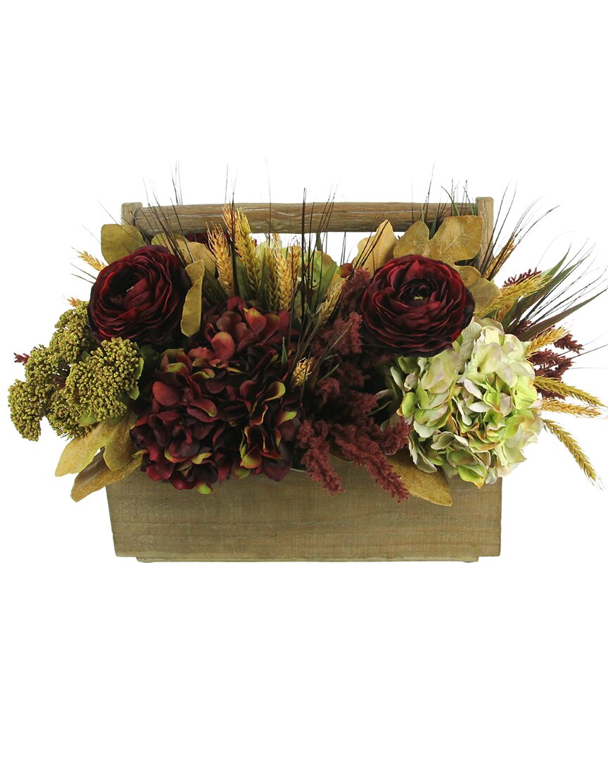 Creative Displays Red Hydrangea And Ranunculus Fall Basket In Burgundy