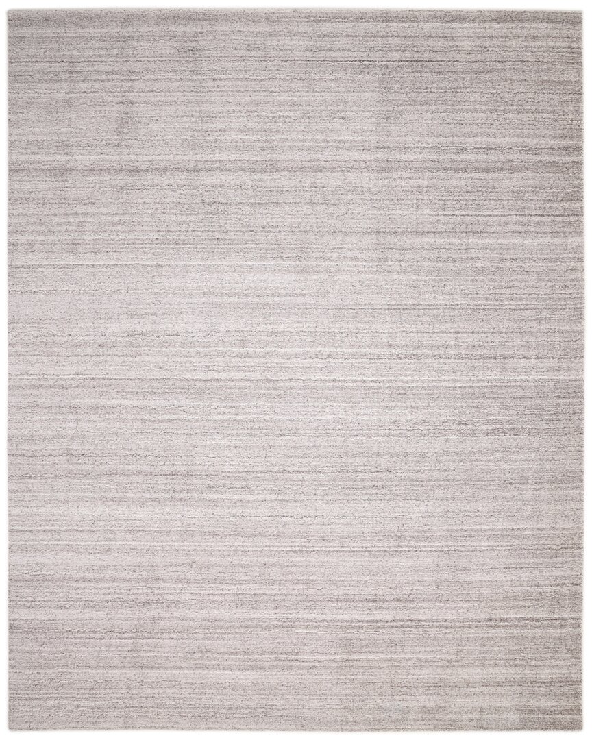 Solo Rugs Halsey Contemporary Striped Hand-knotted Wool-blend Area Rug In Beige