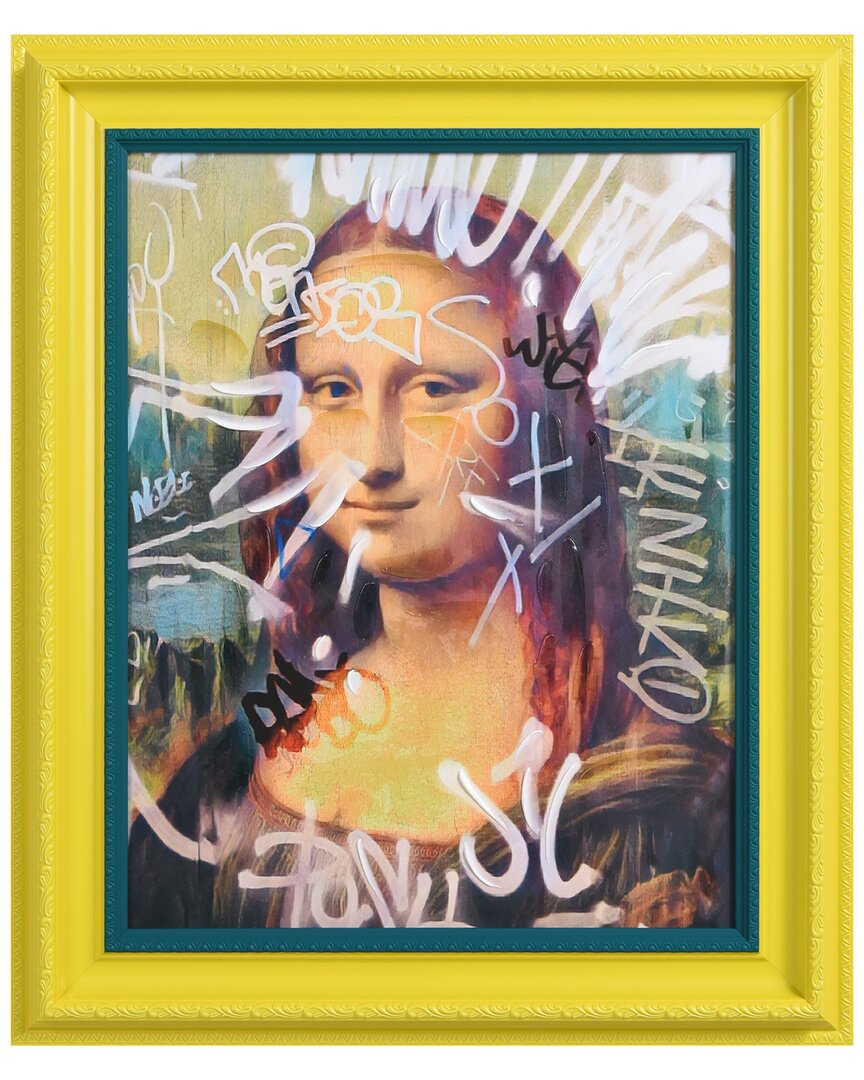 Empire Art Direct Graffiti Mona Lisa Hand-painted Embellished Canvas Wall Art With Baroque Frame