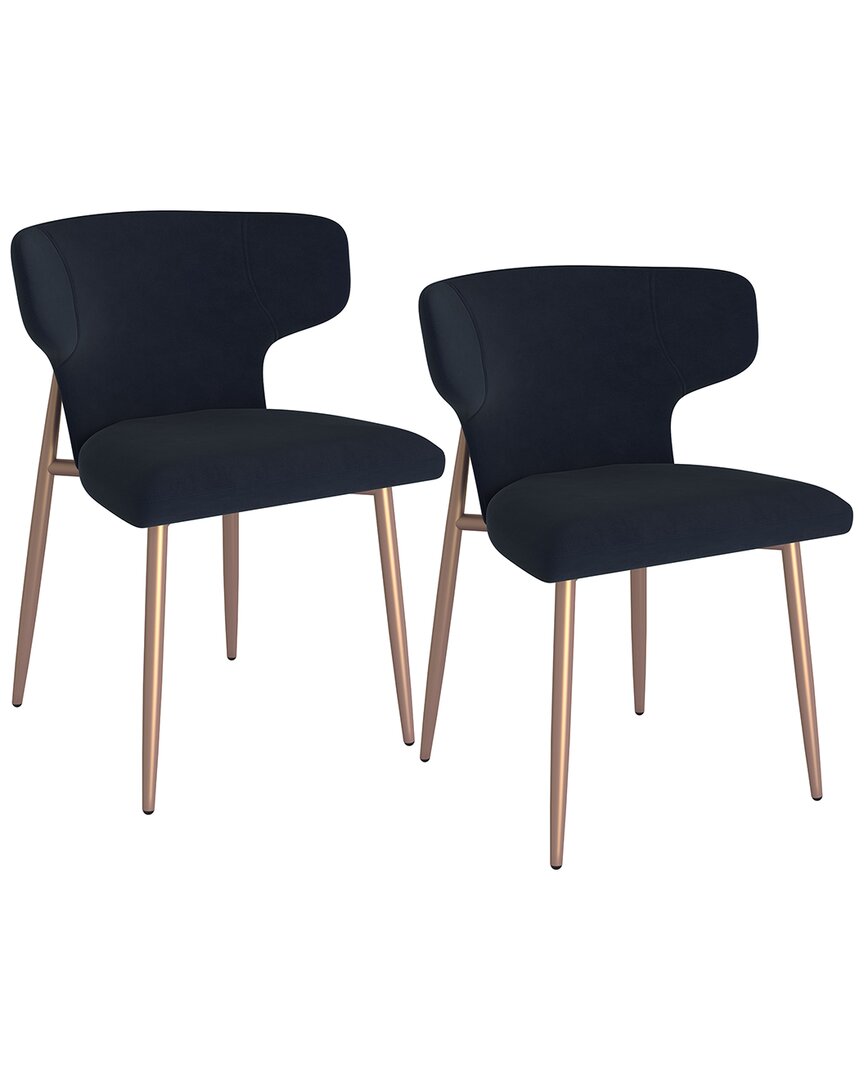 Worldwide Home Furnishings Set Of 2 Contemporay Velvet & Metal Side Chair In Black