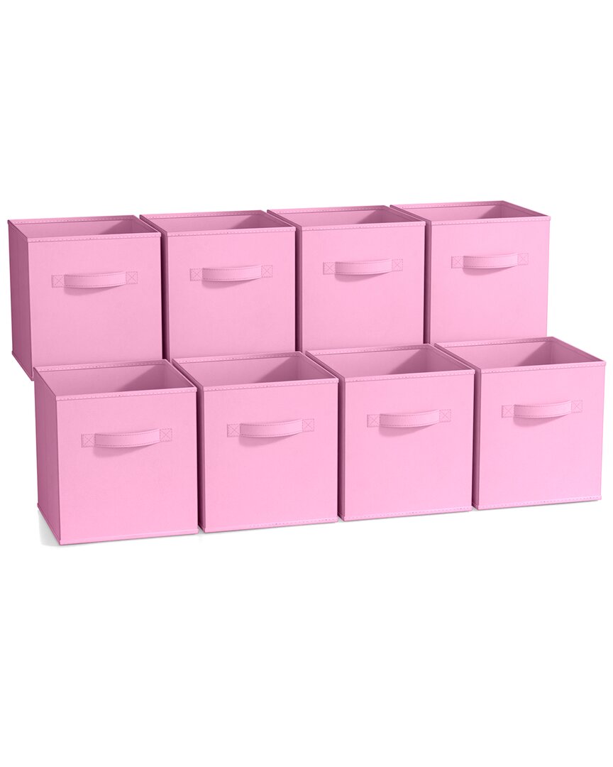 Sorbus 11in 8 Pack Foldable Storage Bins In Pink