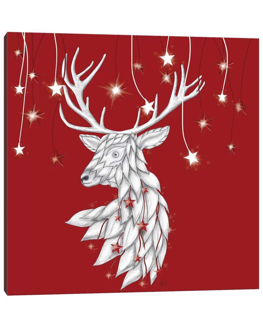 Icanvas White Deer And Hanging Stars Wall Art