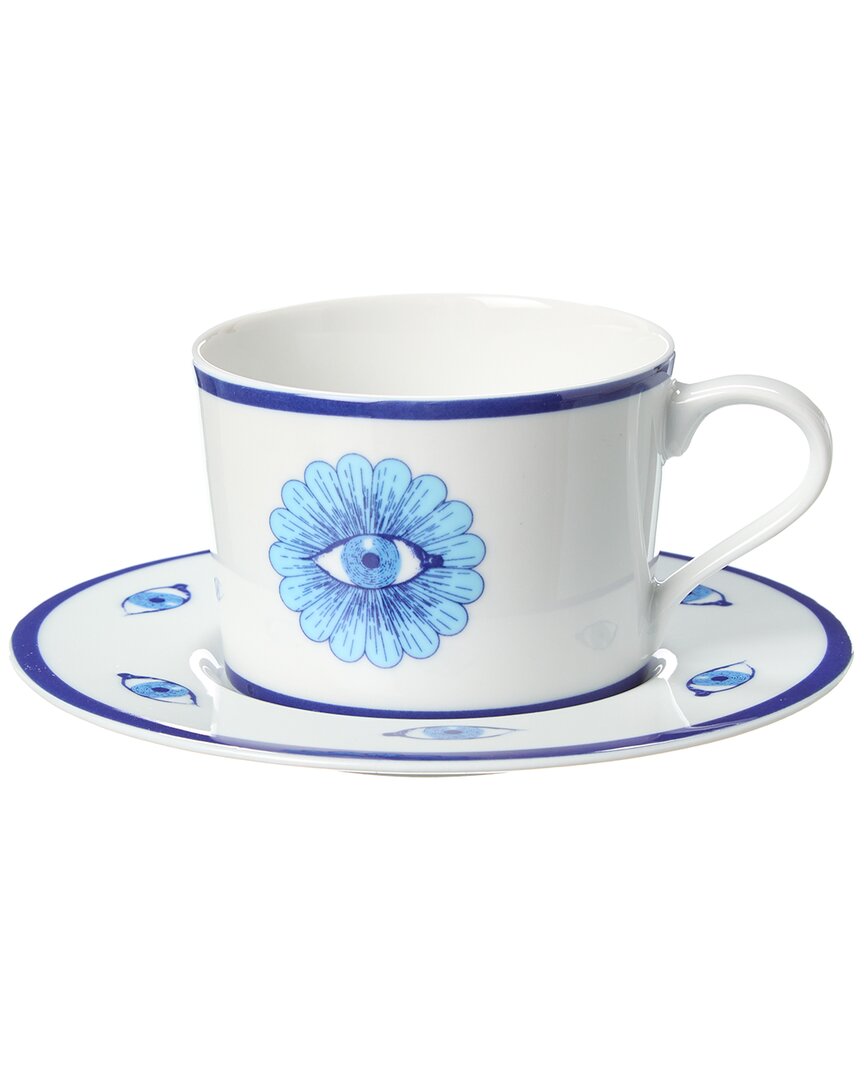 Jonathan Adler Kit Druggist Teacup/saucer In Blue