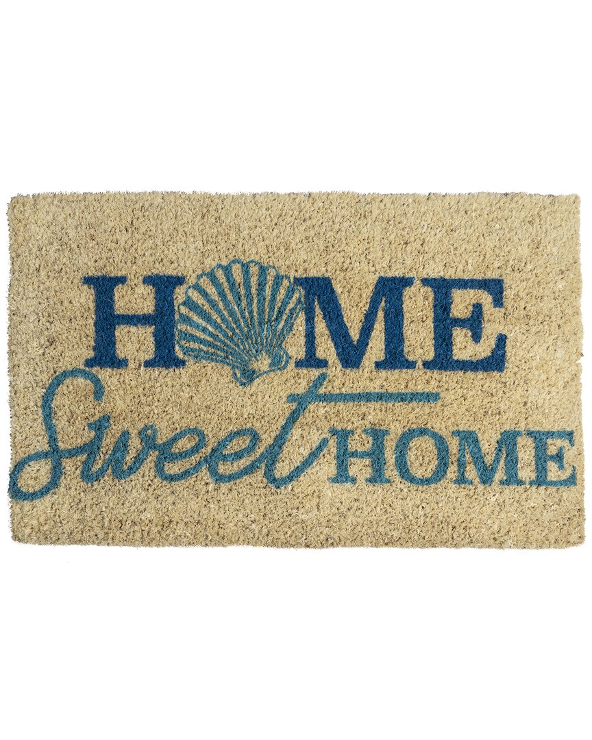Entryways Sweet Summer Home Handwoven Coconut Fiber Doormat In Blue