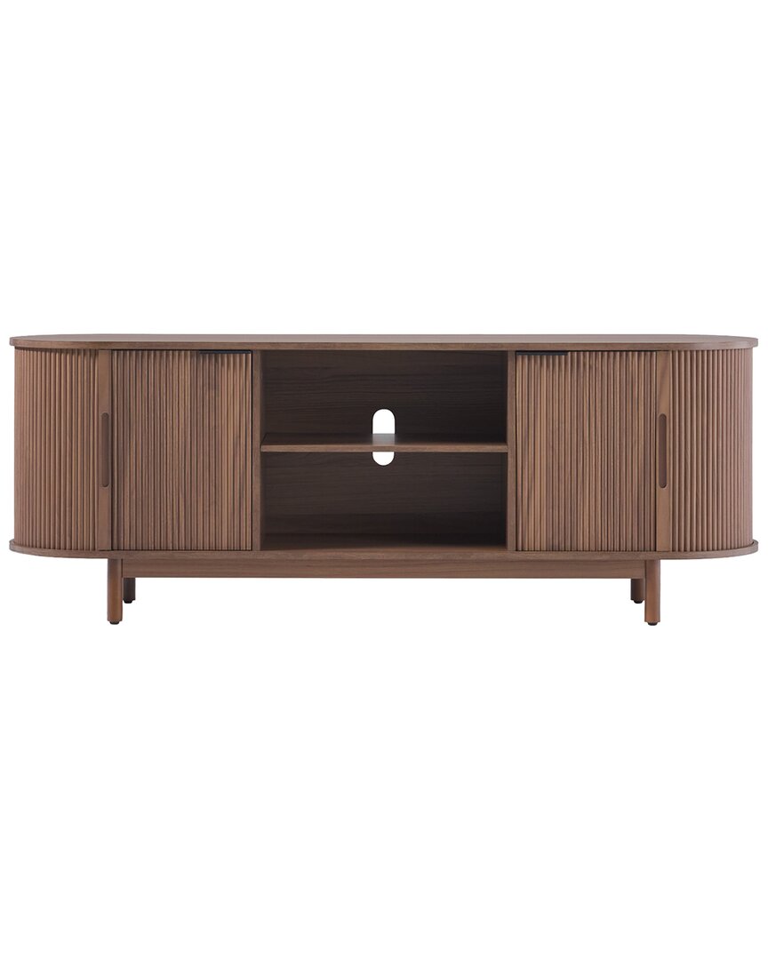 Walker Edison Modern Reeded 60in Tv Stand With Open Storage In Brown