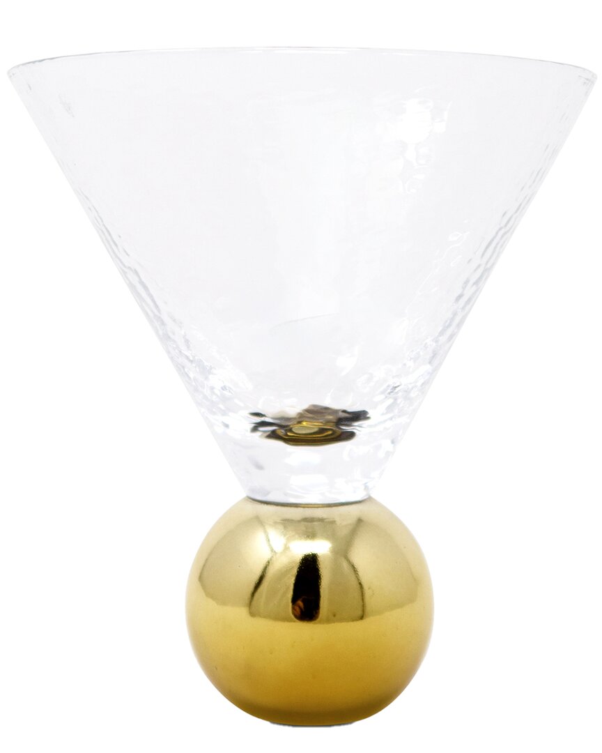 Vivience Set Of 6 Hammered Dessert Glasses On Ball Pedestal