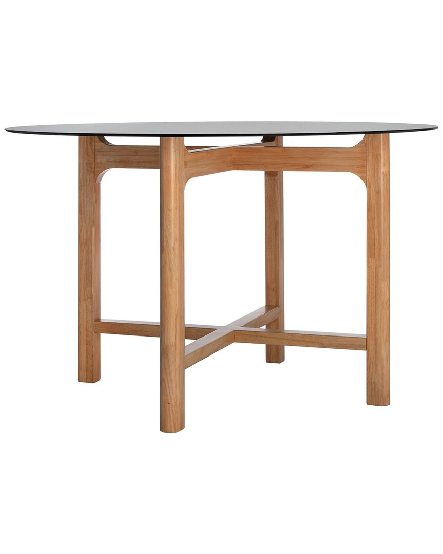 Safavieh Couture Ruthanne Round Glass Dining Table In Brown